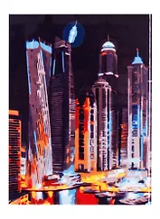 Холст с красками по номерам 22х30см (13цв.) ТМ Рыжий кот Ночной город HS142