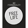 Значок круглый Free Life (белый) (металл) (38мм)