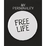 Значок круглый Free Life (белый) (металл) (38мм)