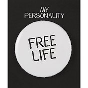 Значок круглый Free Life (белый) (металл) (38мм)