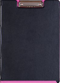 Папка-планшет А4 "Double Colour", ПВХ, верхн.прижим, черн/фуксия, Bantex