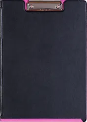 Папка-планшет А4 "Double Colour", ПВХ, верхн.прижим, черн/фуксия, Bantex