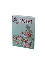 Обложка на паспорт Цветы на зеленом фоне (RU0000042)