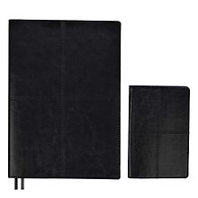 Книга для записей А5+ 120л кл. "САРИФ ЧЁРНЫЙ" иск.кожа, мягк.переплет, два ляссе, + обложка для паспорта 95*145мм, подар.карт.коробка с ПВХ-крышкой