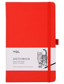 Скетчбук 13*21 80л "Yoi" красный, 140г/м2, слоновая кость, тв.обл., Yoi