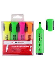 Текстовыделители GoodMark, 4 цвета 1-4 мм