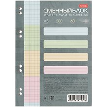 Сменный блок для тетрадей, 200 листов в клетку, четырехцветный, А5, Hatber