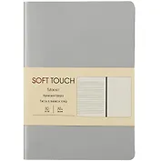 Записная книжка А6 80л "Soft Touch. Белое золото" иск.кожа, инт.обл., лин., тчк., нелин., ляссе, инд.уп.