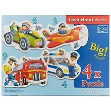 Набор пазлов «Профессии» 4в1, 3+4+6+9 элементов, Castorland