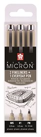 Ручки капиллярные черные 03шт "Pigma Micron Urban" 0.05мм, 0.1мм, PN