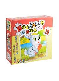 Веселые пазлы 12 эл. Зайчик (00693) (300х420мм) (3+) (коробка)