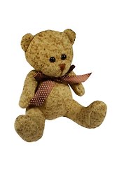 Мишка вязаный с бантиком,  темно-коричневый (15-01649-2)