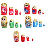 Матрешка деревянная 5 в 1 узорная с цветами (4х4х8,5) (465200)