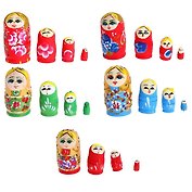 Матрешка деревянная 5 в 1 узорная с цветами (4х4х8,5) (465200)