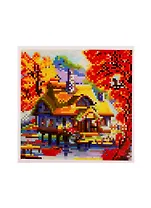 Набор для творчества, Рыжий Кот, Алмазная мозаика Норвежский домик в лесу, 20х20см c подр., с полн. заполн. (класс.),24цв.