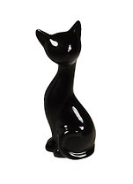 Фигурка Кошка черная керамика (16см) (53-138)