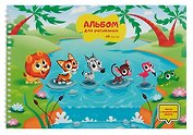 Альбом для рисования 20л А4 "Каникулы в джунглях" гребень, мел.картон, выб.лак, 1л трафарет
