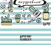Конверт для денег Поздравляю (кактусы) 1-20-0879