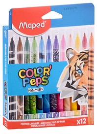 Фломастеры «Animals» Maped, 12 цветов, смываемые