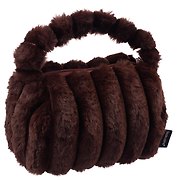 Косметичка с объёмной ручкой Полоски (коричневая) (плюш) (23х14) (12-Lanxi-C4)