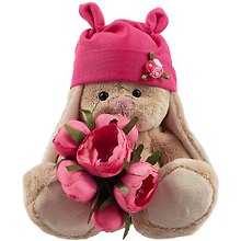 Мягкая игрушка Зайка Ми с букетом (15см)