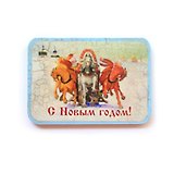 Магнит в ретро стиле "С Новым годом!". Декупаж, кракелюр. Размер 7*10 см. (2014-49)