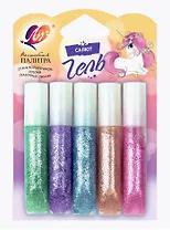 Гель с блестками "Салют" 5 цветов, туба 5 мл