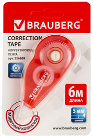 Корректор-лента Brauberg, 5 мм х 6 м, механизм перемотки