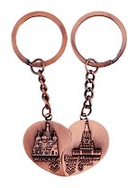 Брелок двойной сердце Москва (металл цв.медь) (178BR-7-19)