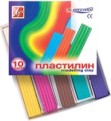Пластилин «Классика», 10 цветов, 200 г, со стеком, Луч