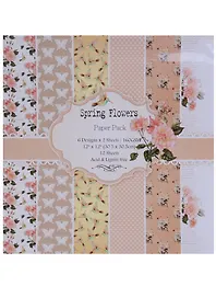 Бумага для скрапбукинга «Spring flowers», 12 листов, 30х20 см, 6 дизайнов