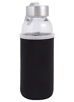 Бутылочка в чехле (черная) (стекло) (300мл)