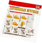 Развивающая игра Крестики-нолики Мышка и сыр (10 фишек из натурального дерева + поле)