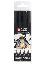 Ручки капиллярные черные 04шт "Pigma Sensei Manga"