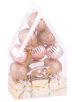 Набор ёлочных шаров Красивый домик (бронзовые) (12 шт) (пластик) (4 см)