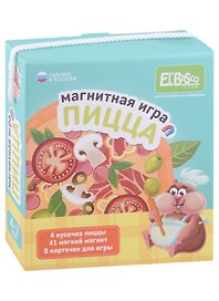 Магнитная игра «Пицца», 41 мягких магнита, 4 кусочка основы, 8 карточек, Vladi Toys
