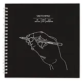 Скетчбук 195*195 20л "Handmade" акварел. бумага, 200г/м2, черный дизайнерский картон, тиснение фольг. серебро, евроспираль