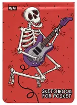 Скетчбук А6 48л "Sketchbook for Pocket. Рок гитара" 120г/м2, резинка, тв.обложка