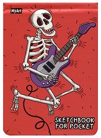 Скетчбук А6 48л "Sketchbook for Pocket. Рок гитара" 120г/м2, резинка, тв.обложка