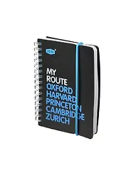 Записная книжка А6 80л лин. "MY ROUTE" спираль, пластик.обл., резинка, черно-голубая, stila