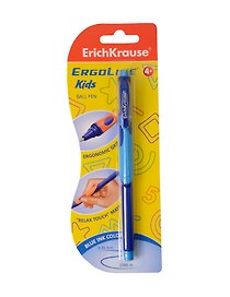 Шариковая ручка синяя 0,5 мм, ErgoLine Kids Stick&Grip Neon, Erich Krause