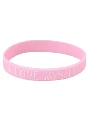Браслет I love myself (розовый) (силикон) (20,2 см)