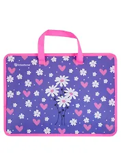 Папка для труда А4 "DAISY" 330*260*75, пластик, ткан.ручки, широкая