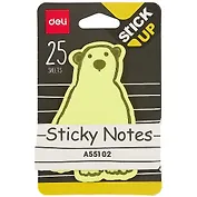 Блок бумаги 76*76 самоклеящийся "Animals" 25л фигурный, ассорти, Deli