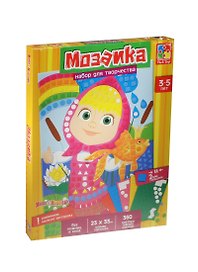 Весел. мозаика Маша и Медведь (Маша с рыбкой) (VT4207-04) (23х33см) (2мм толщ.) (360 накл.) (3-5л.) (коробка)
