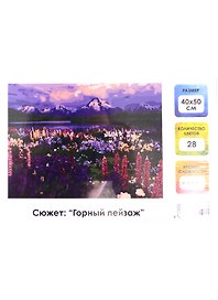 Картина по номерам на холсте с подрамником Горный пейзаж (40х50 см) (28 цв) (662488) (коробка) (Остров сокровищ)