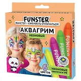 Аквагрим для лица и тела, 6 НЕОНОВЫХ цветов, FUNSTER (ФАНСТЕР), легко смываются, 192573