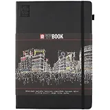 Скетчбук А4 80л 140г/м2, черн.бумага, черн.тв.обл., резинка