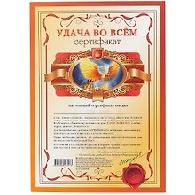 Сертификат «Удача во всём» А4