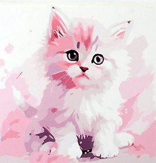 Картина-раскраска по номерам «Малыши-животные. Белый котёнок», 20 х 20 см, Рыжий Кот